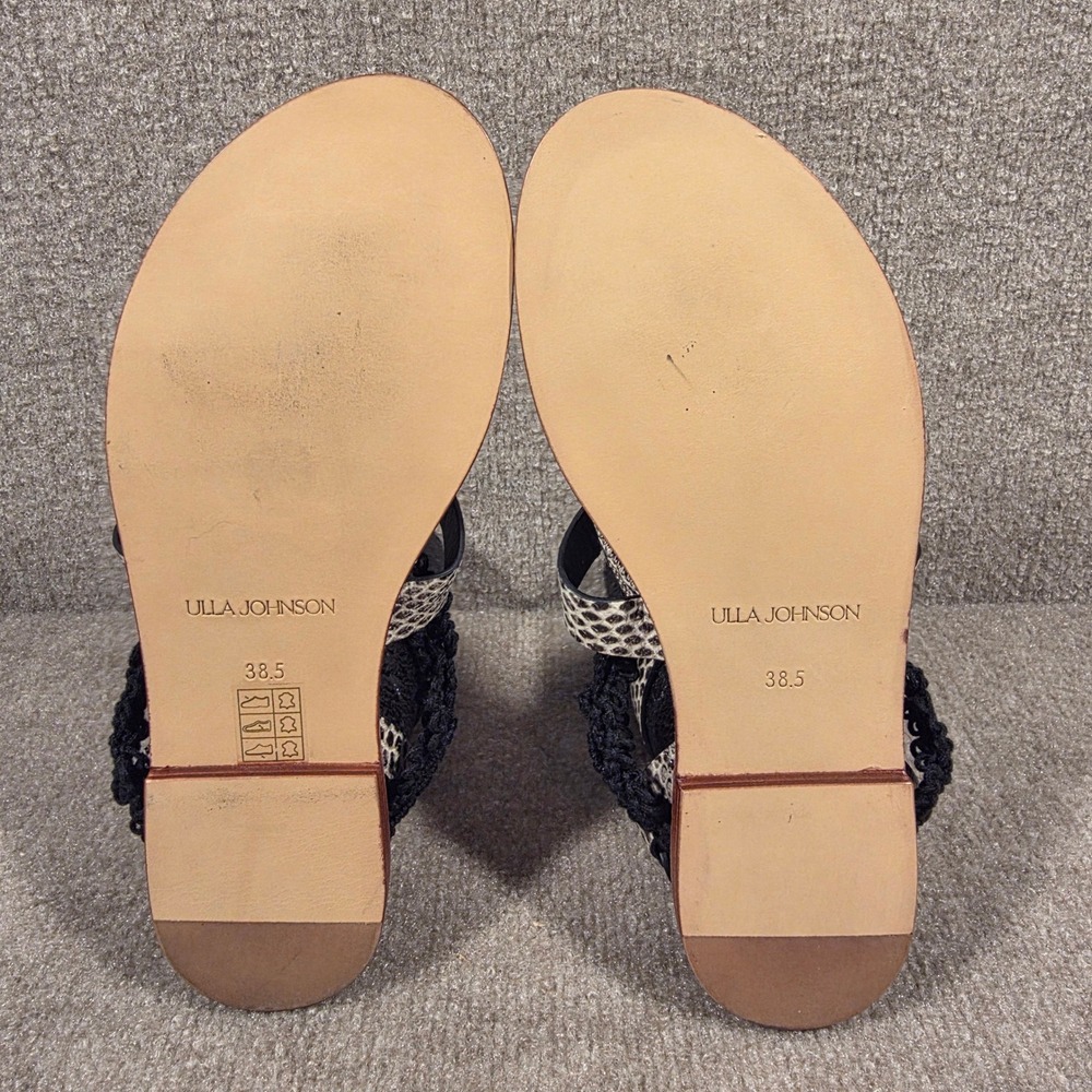Ulla Johnson Black Macrame Snakeskin Leather Gladiator Sandals 38.5 NIB - Picture 6 of 6